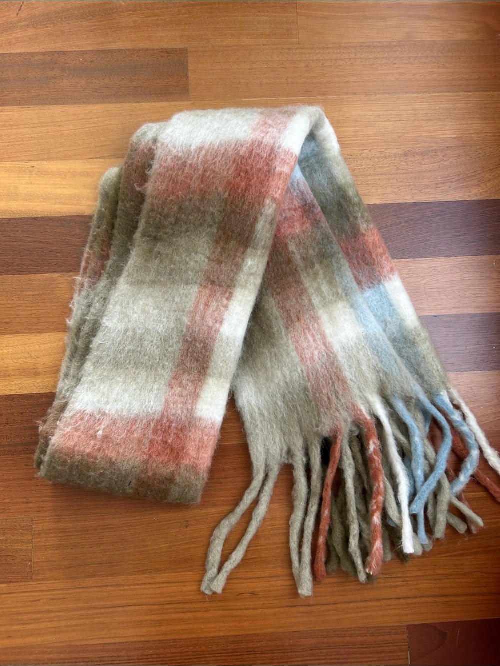 Wool blend plaid scarf